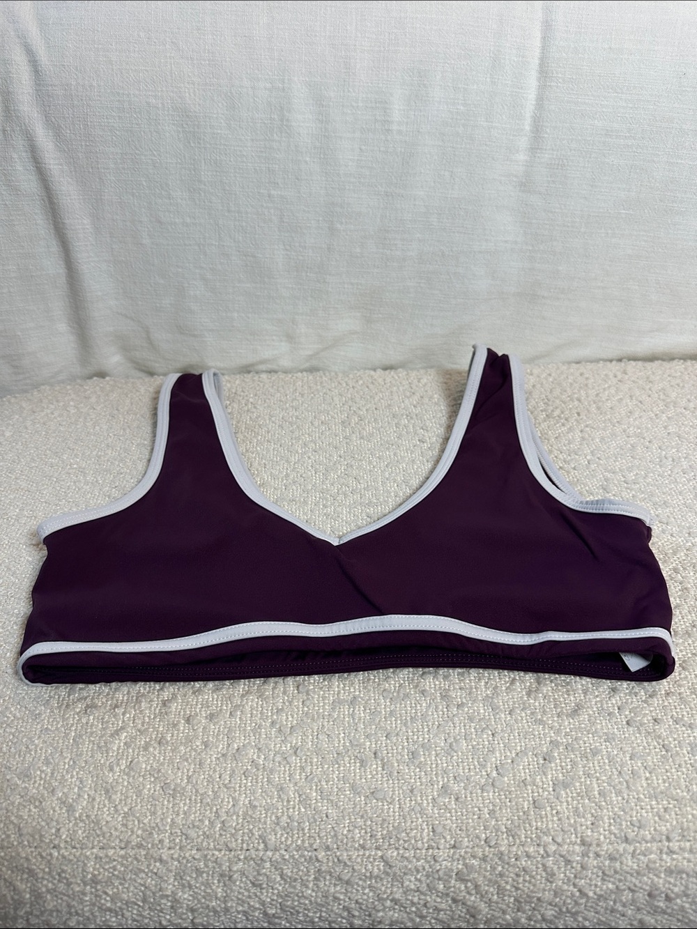 Amazon Wireless Sports Bralette in Plum with White Trim
